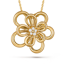 Flowerlace Clip Pendant in 18K Yellow Gold with Diamonds
