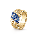 Perlée Couleurs 5-Row Ring in 18K Yellow Gold with Sapphire