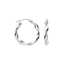 White Gold 21mm Twisted Hoop Earrings
