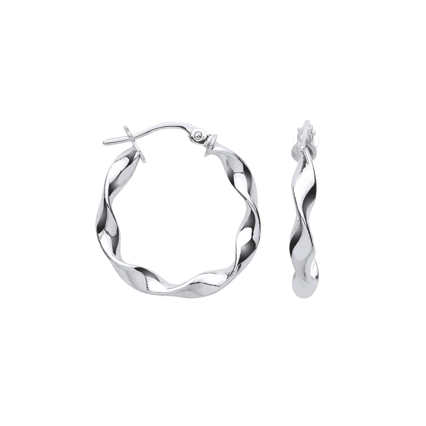White Gold 21mm Twisted Hoop Earrings - 9ct Gold