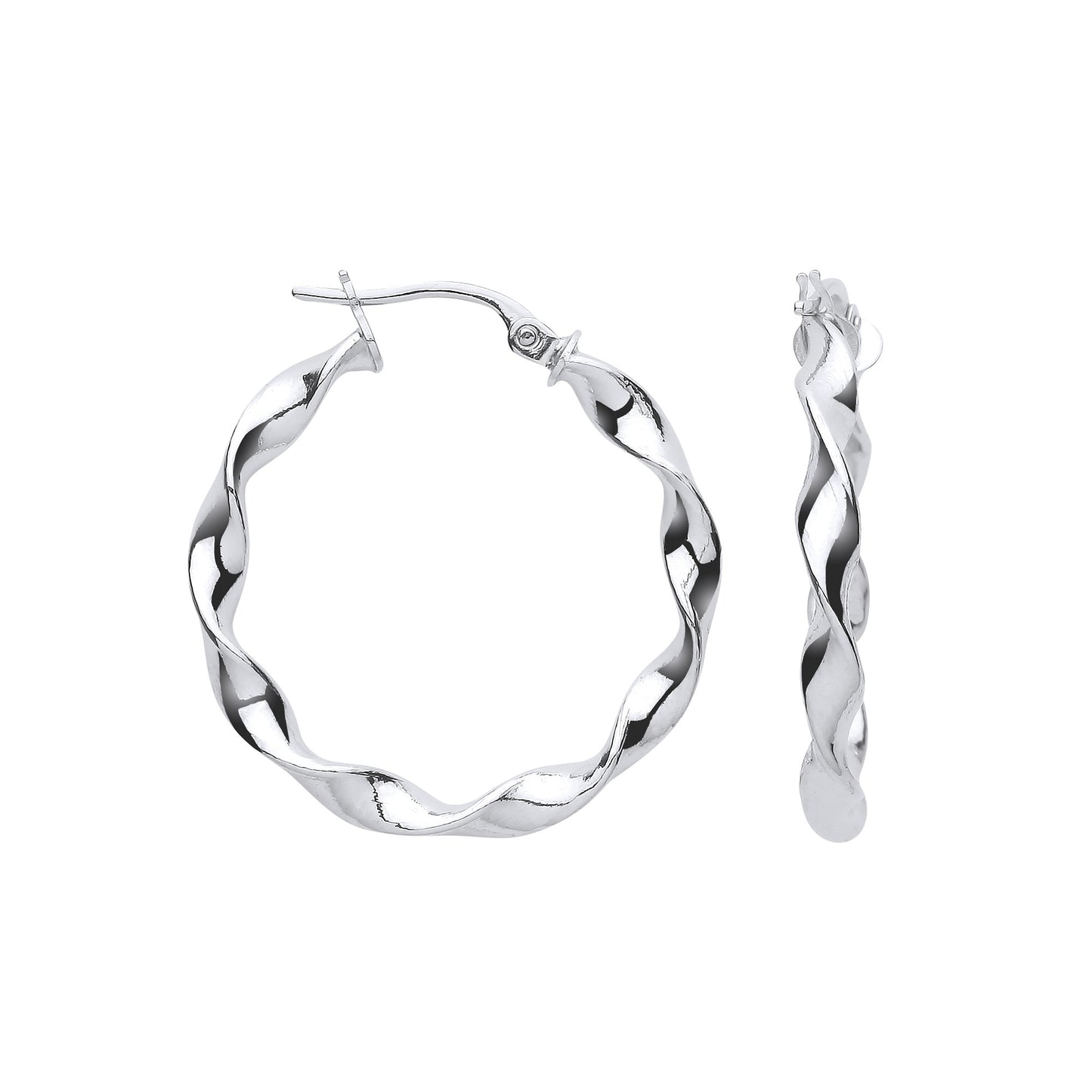 White Gold 25mm Twisted Hoop Earrings - 9ct Gold