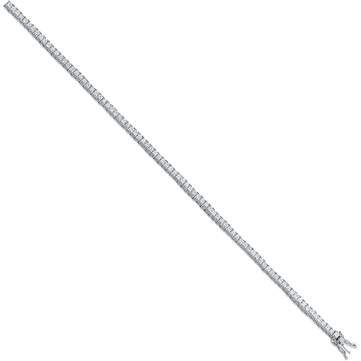 18ct White 3.00ct Princess Cut Diamond Bracelet - 18ct Gold