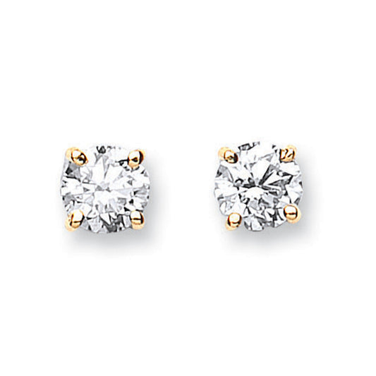 18ct Yellow Gold 1.00ct Claw Set Diamond Stud Earrings - 18ct Gold