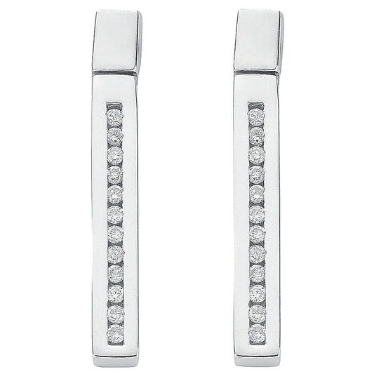9ct White Gold 0.21ct Diamond Drop Earrings - 9ct Gold
