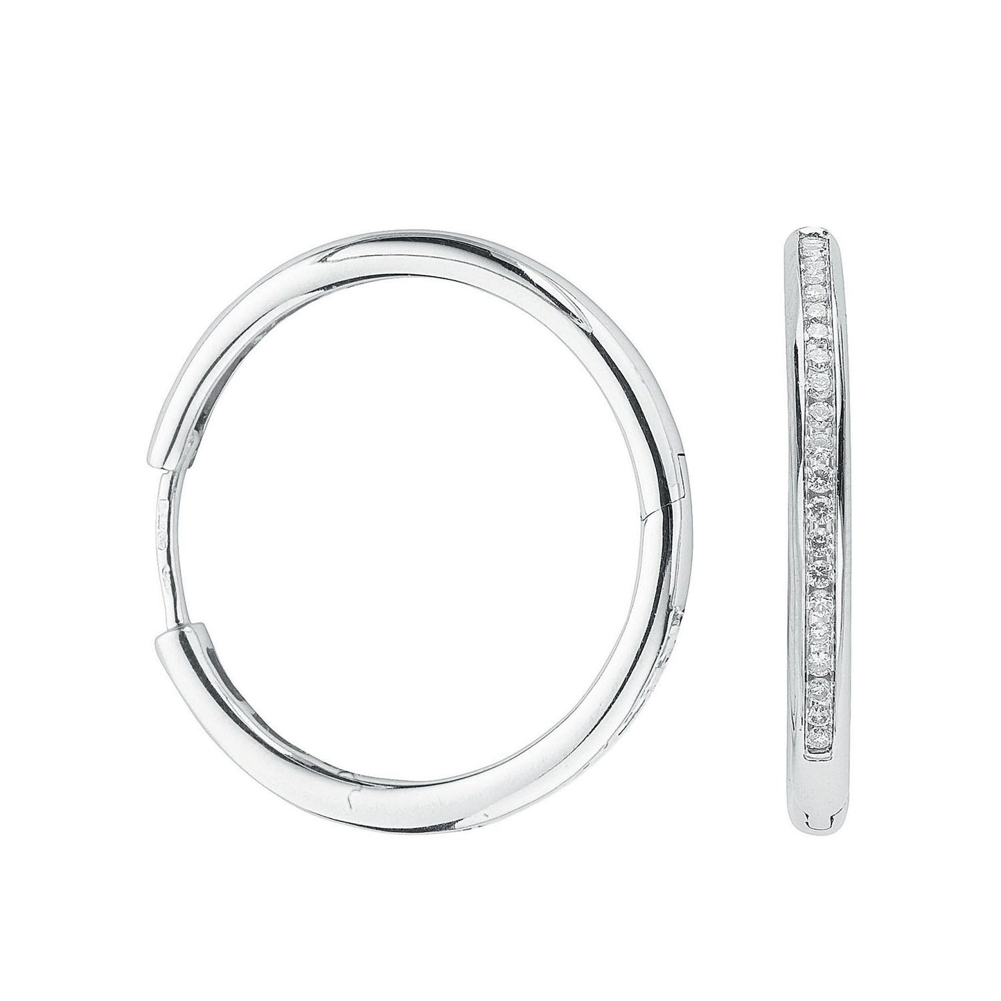 9ct White Gold 0.50ct Diamond Hoop Earrings - 9ct Gold