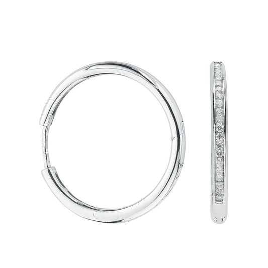 9ct White Gold 0.50ct Diamond Hoop Earrings - 9ct Gold