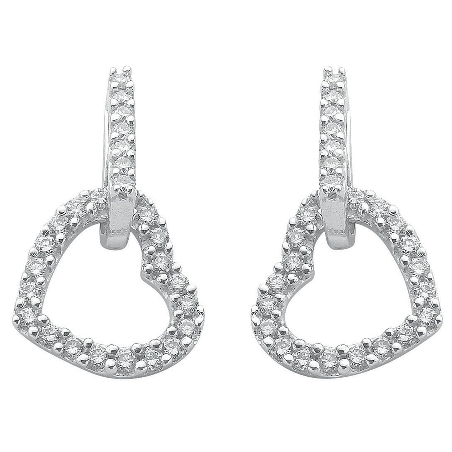 9ct White Gold 0.50ct Diamond Heart Drop Earrings - 9ct Gold