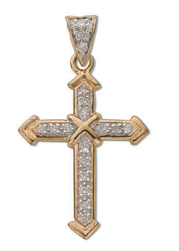 9ct Yellow Gold 0.18ct Diamond Cross - 9ct Gold