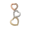 9ct Three Colour Gold 0.15ct Diamond Heart Drop Pendant