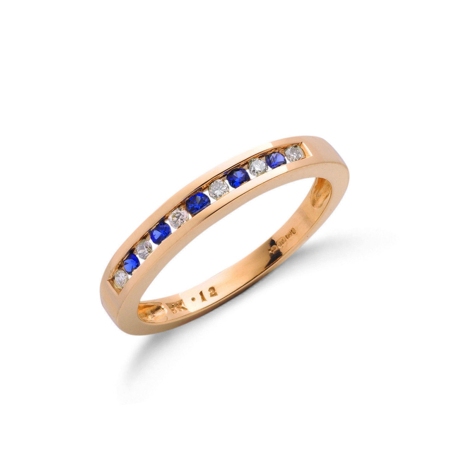 9ct Yellow Gold 0.12ct Diamond & 0.16ct Blue Sapphire Eternity Ring - 9ct Gold