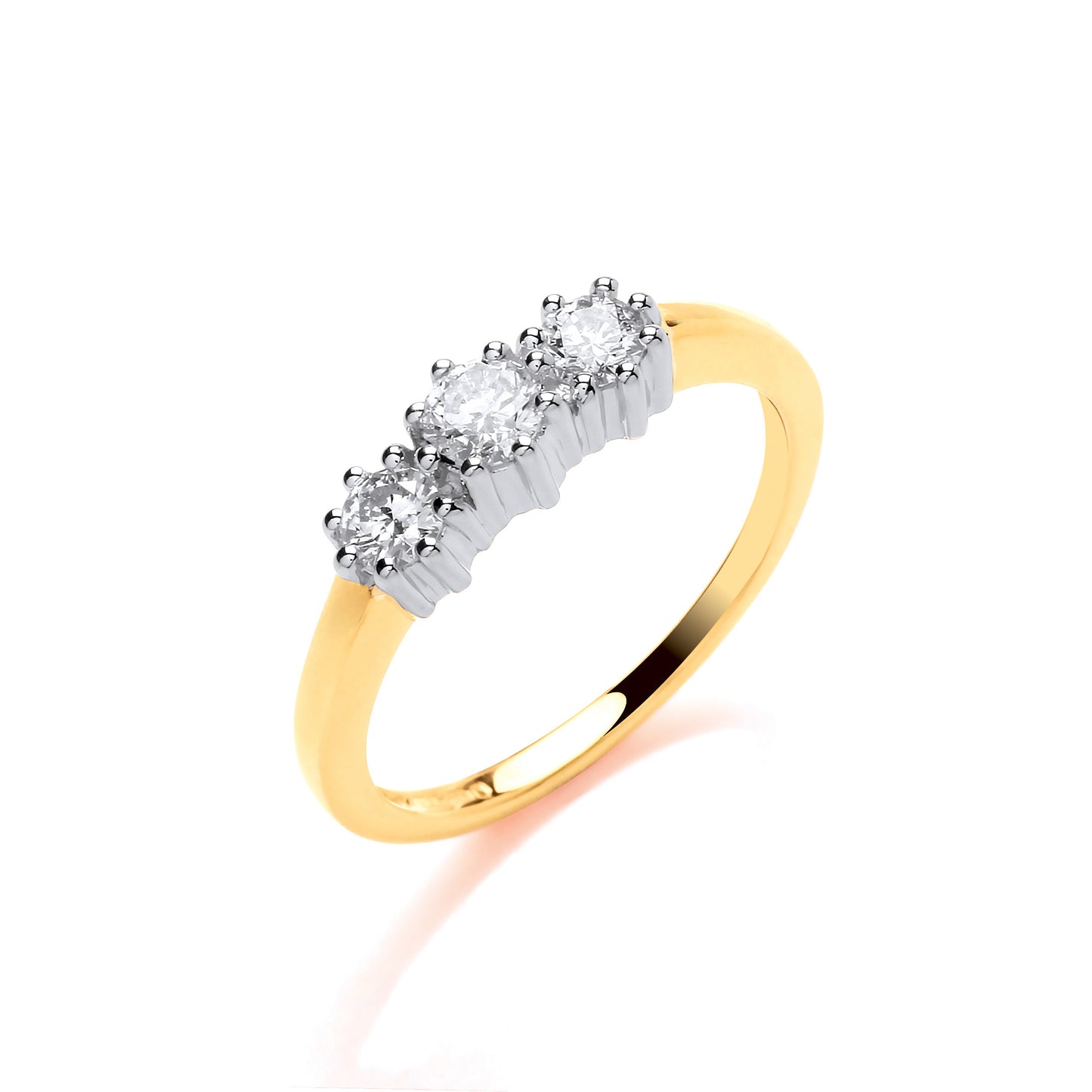 9ct Yellow Gold 0.50ct Diamond Trilogy Ring - 9ct Gold