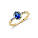 9ct Yellow Gold 0.16ct Diamond & 0.50ct Sapphire Cluster Ring