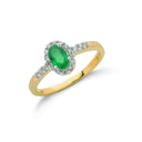 9ct Yellow Gold 0.16ct Diamond & 0.45ct Emerald Cluster Ring