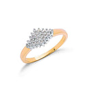 9ct Yellow Gold 0.16ctw Diamond Cluster Ring