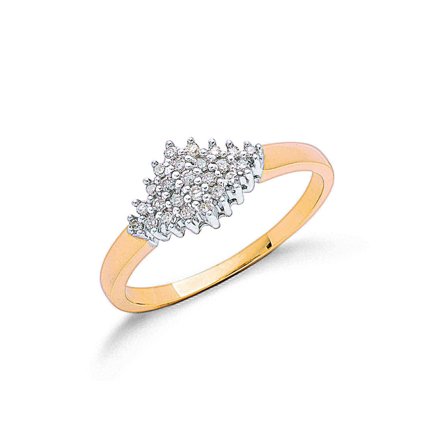 9ct Yellow Gold 0.16ctw Diamond Cluster Ring - 9ct Gold