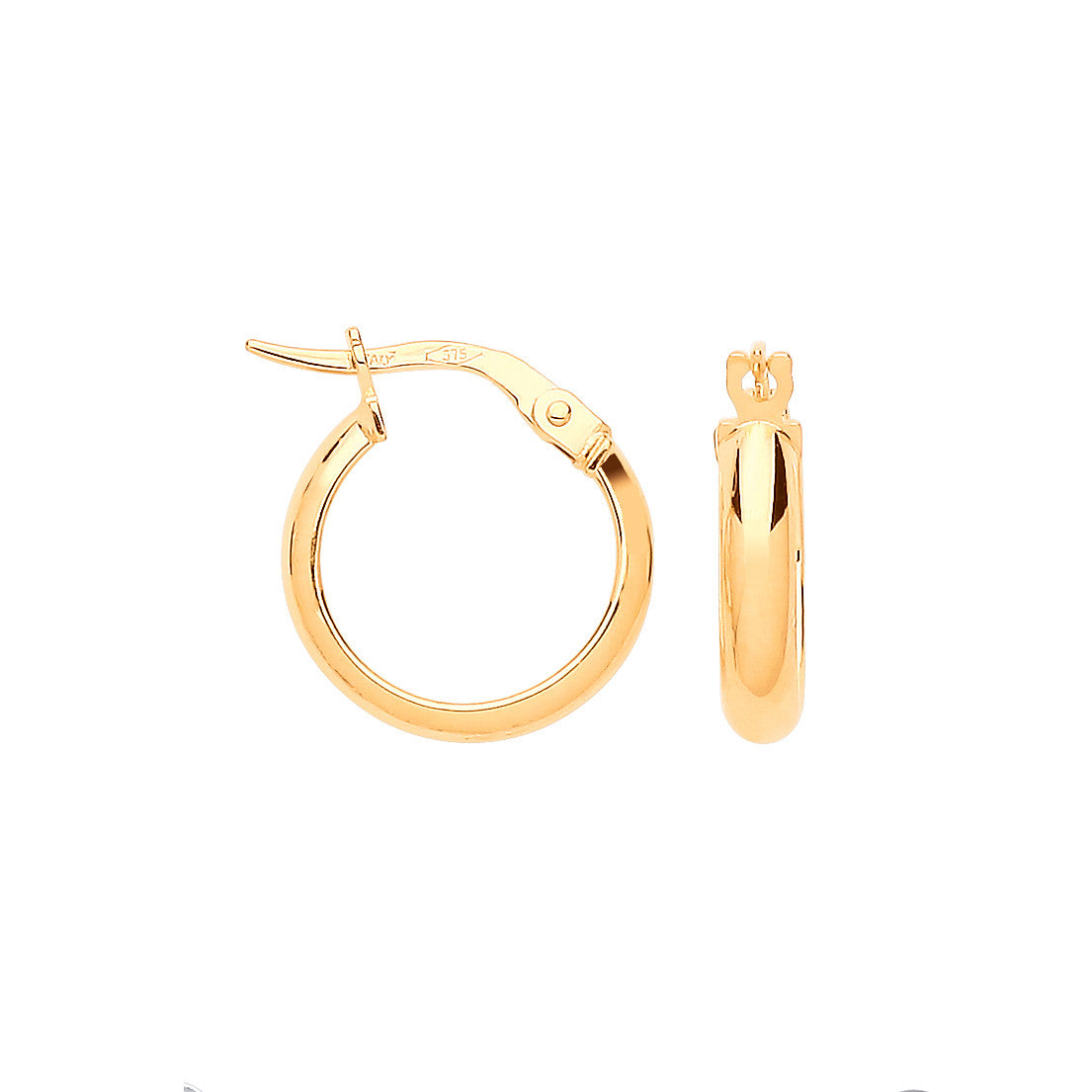 Yellow Gold Small 14mm Hoop Earrings - 9ct Gold