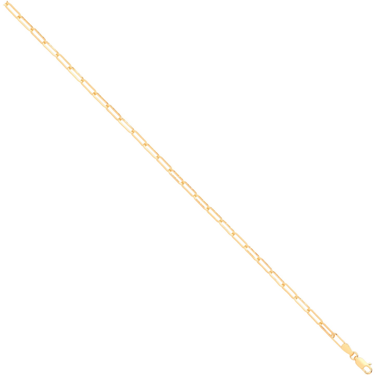Yellow Gold 3.3mm Paper Clip Chain - 9ct Gold