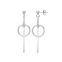 Silver Pin & Circle Drop Earrings