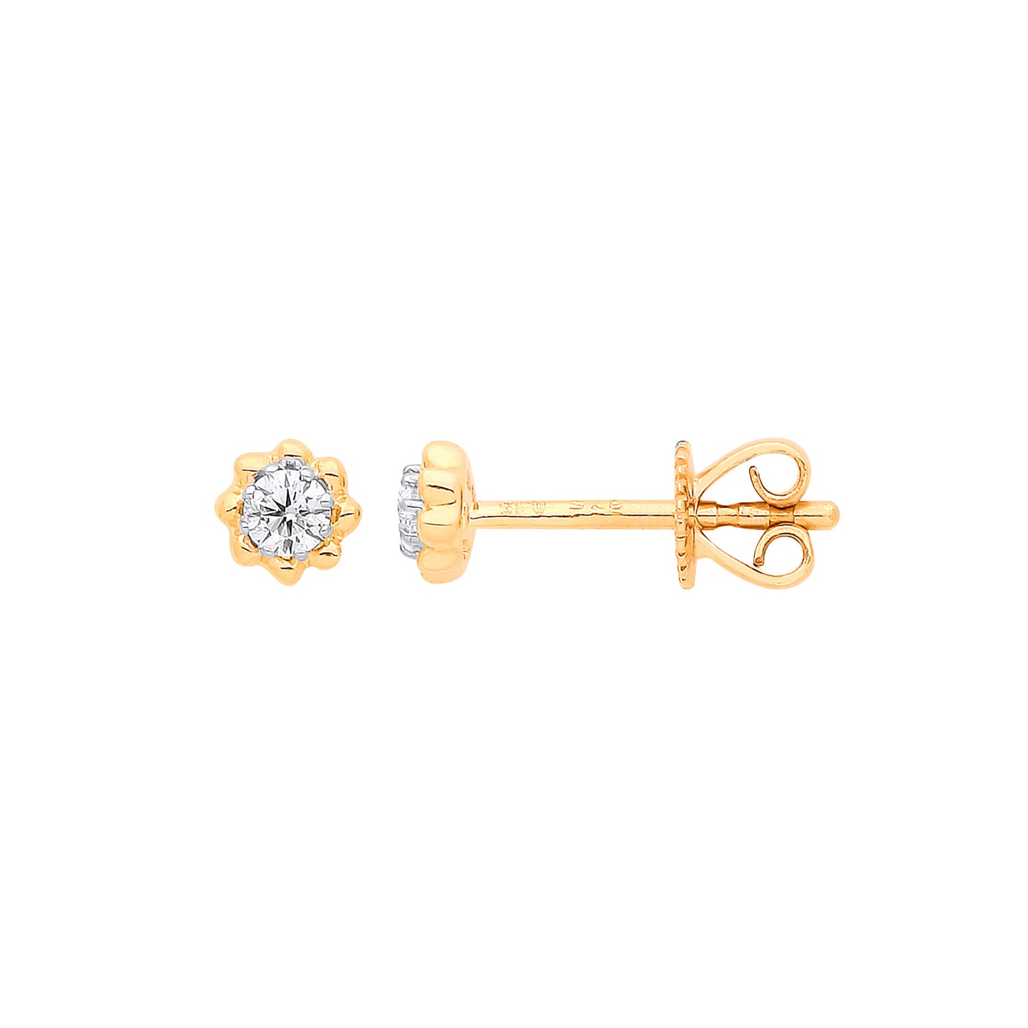 9ct Yellow Gold 0.13ct Diamond Stud Earring - 9ct Gold