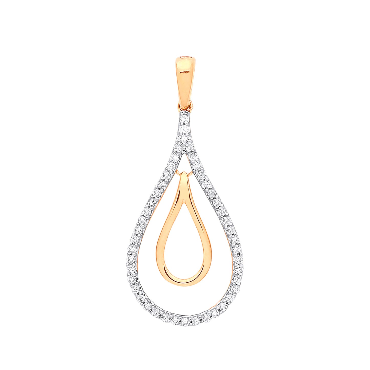 9ct Yellow Gold 0.13ct Drop Pendant - 9ct Gold