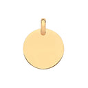 Yellow Gold 19mm Plain Round Pendant