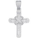 Silver Round & Baguette Cubic Zirconias Kiss Cross