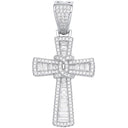 Silver Baguettes & Round Cubic Zirconias Cross