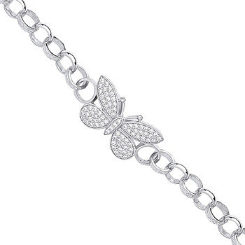 Silver Cubic Zirconia Butterfly Baby Bracelet - Silver