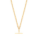 Yellow Gold Figaro Belcher T-Bar Bracelet/Necklace