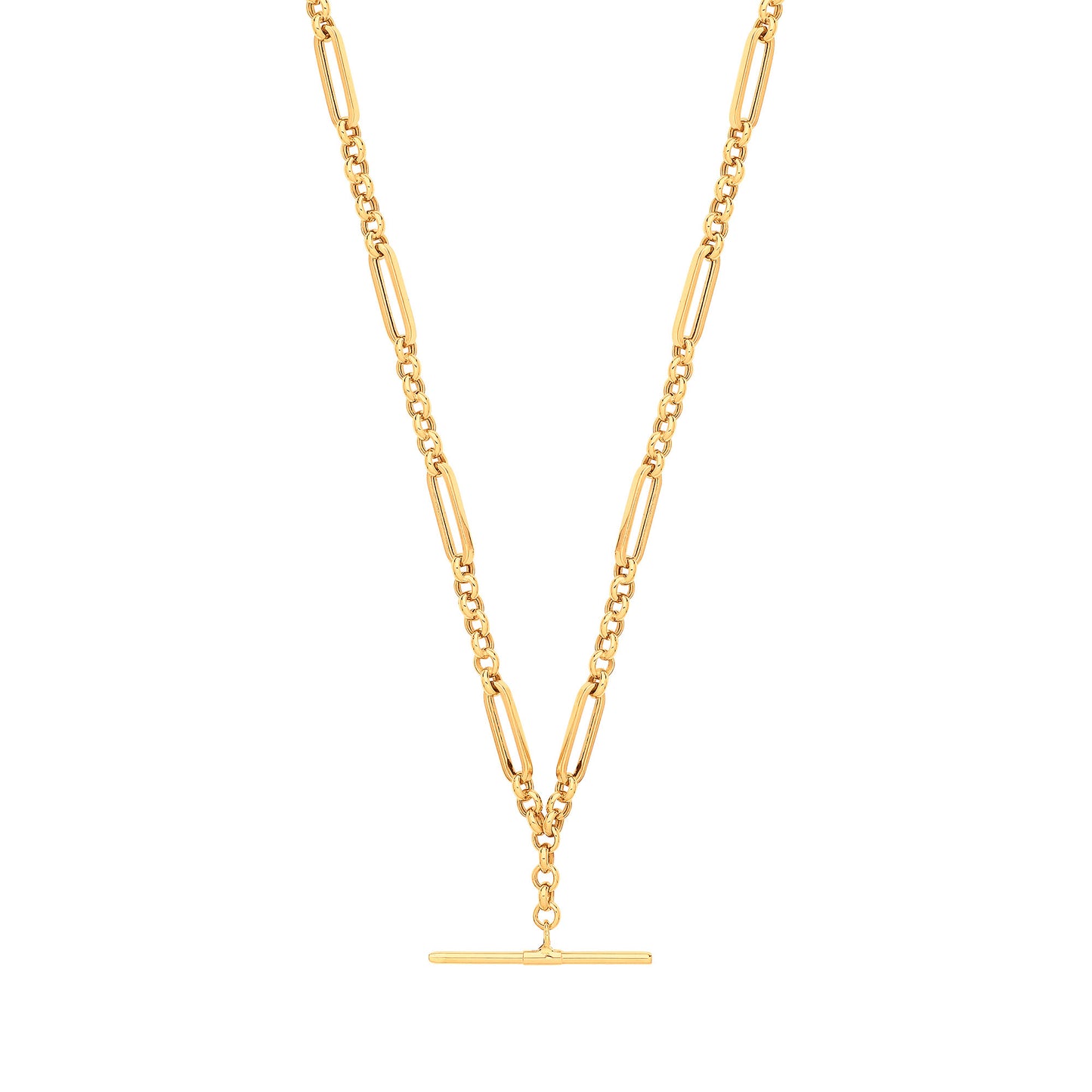 Yellow Gold Figaro Belcher T-Bar Bracelet/Necklace - 9ct Gold