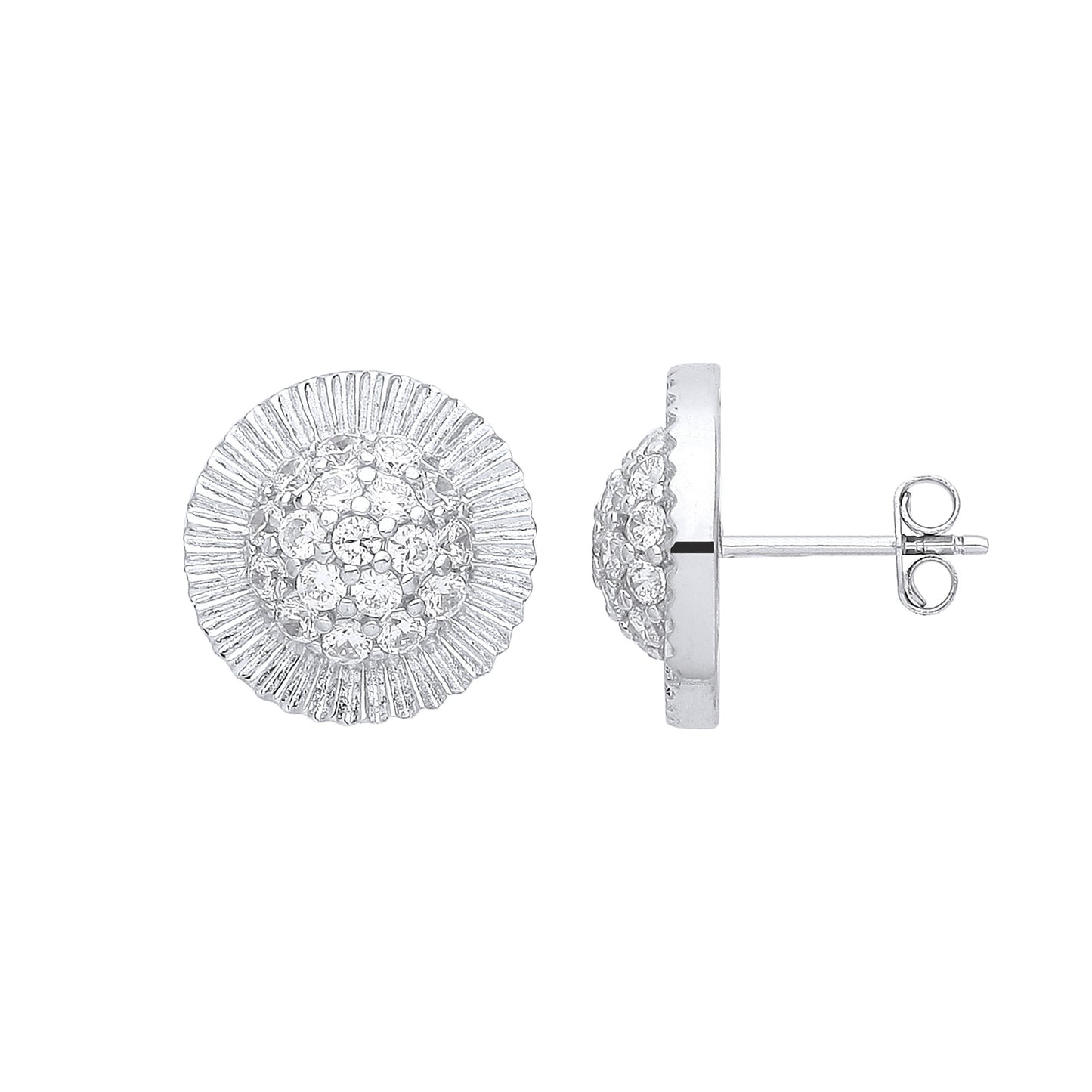White Gold Cubic Zirconia Round 15mm Stud Earrings - 9ct Gold