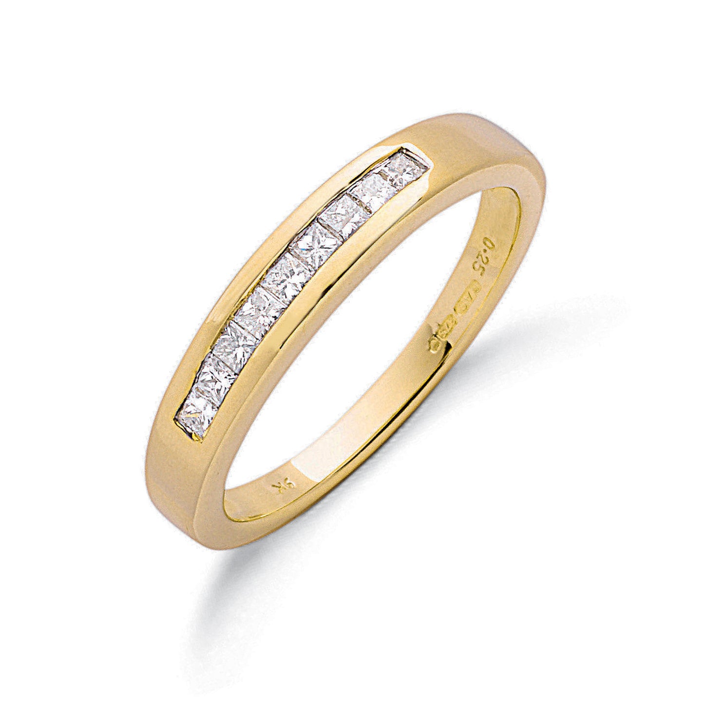9ct Yellow Gold 0.25ct Princess Cut Diamond Eternity Ring - 9ct Gold