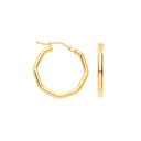 Yellow Gold 20mm Octagon Hoop Earrings