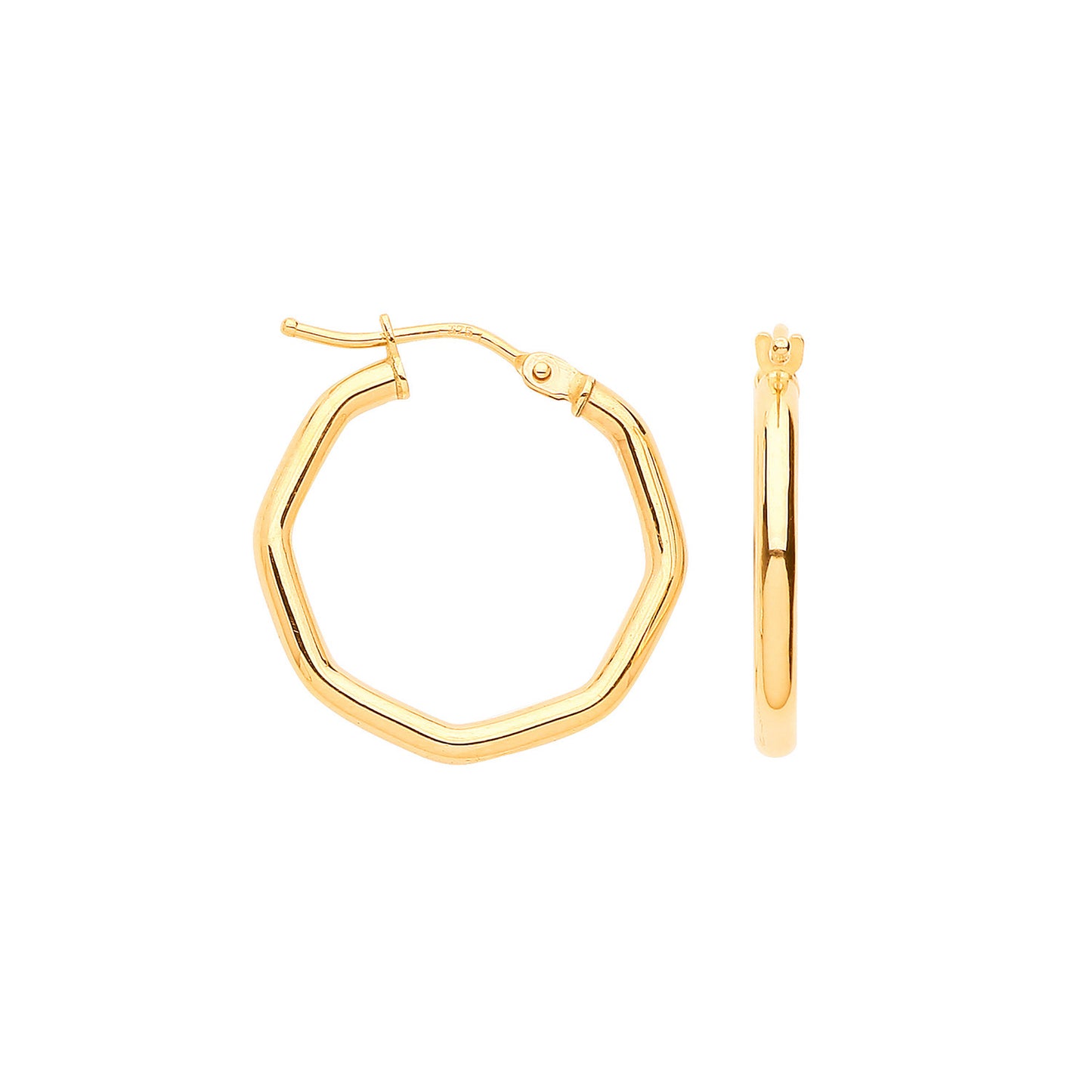 Yellow Gold 20mm Octagon Hoop Earrings - 9ct Gold