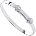 Silver Expandable Cubic Zirconia Round Studs Baby Bangle