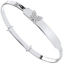 Silver Cubic Zirconia Butterfly Expandable ID Baby Bangle