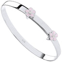 Silver Pink Enamel & Cubic Zirconia Flowers Expandable Baby Bangle