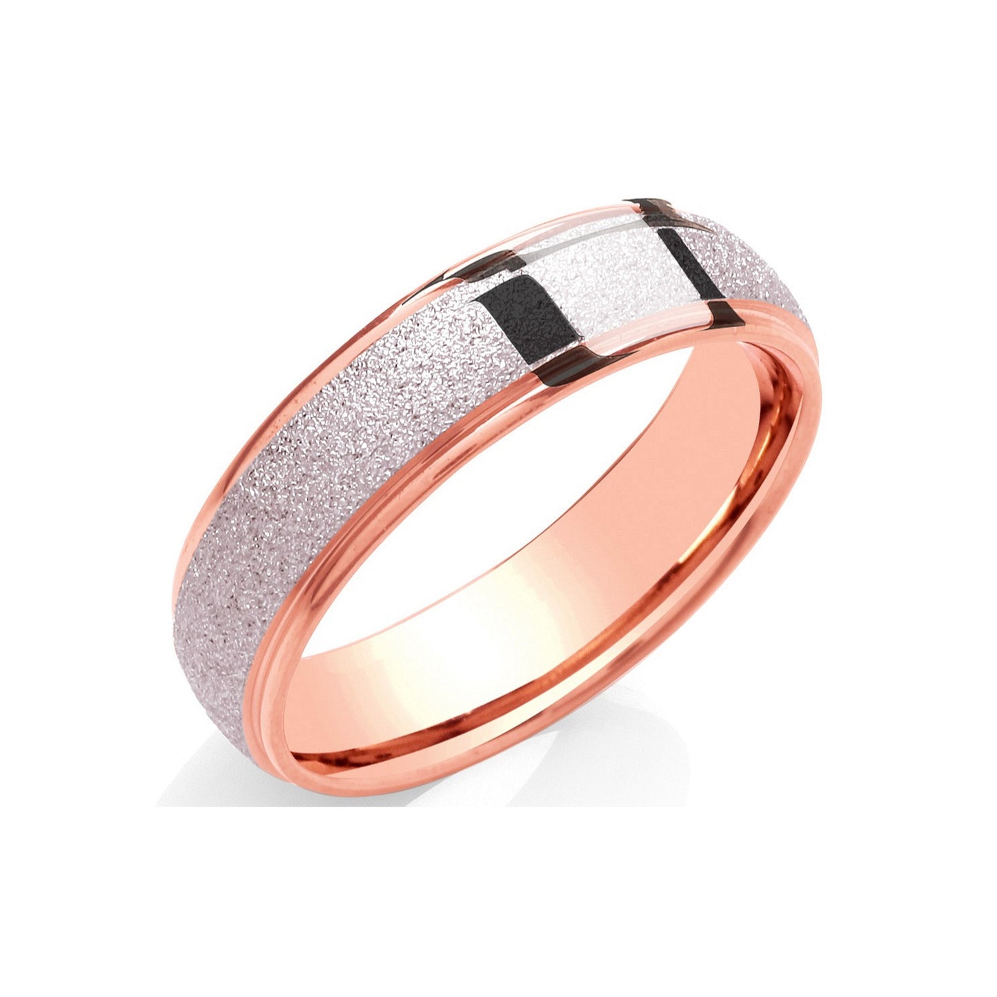 6mm Court Grind Stone Sandblast Centre & Polished Edges - 18ct Gold