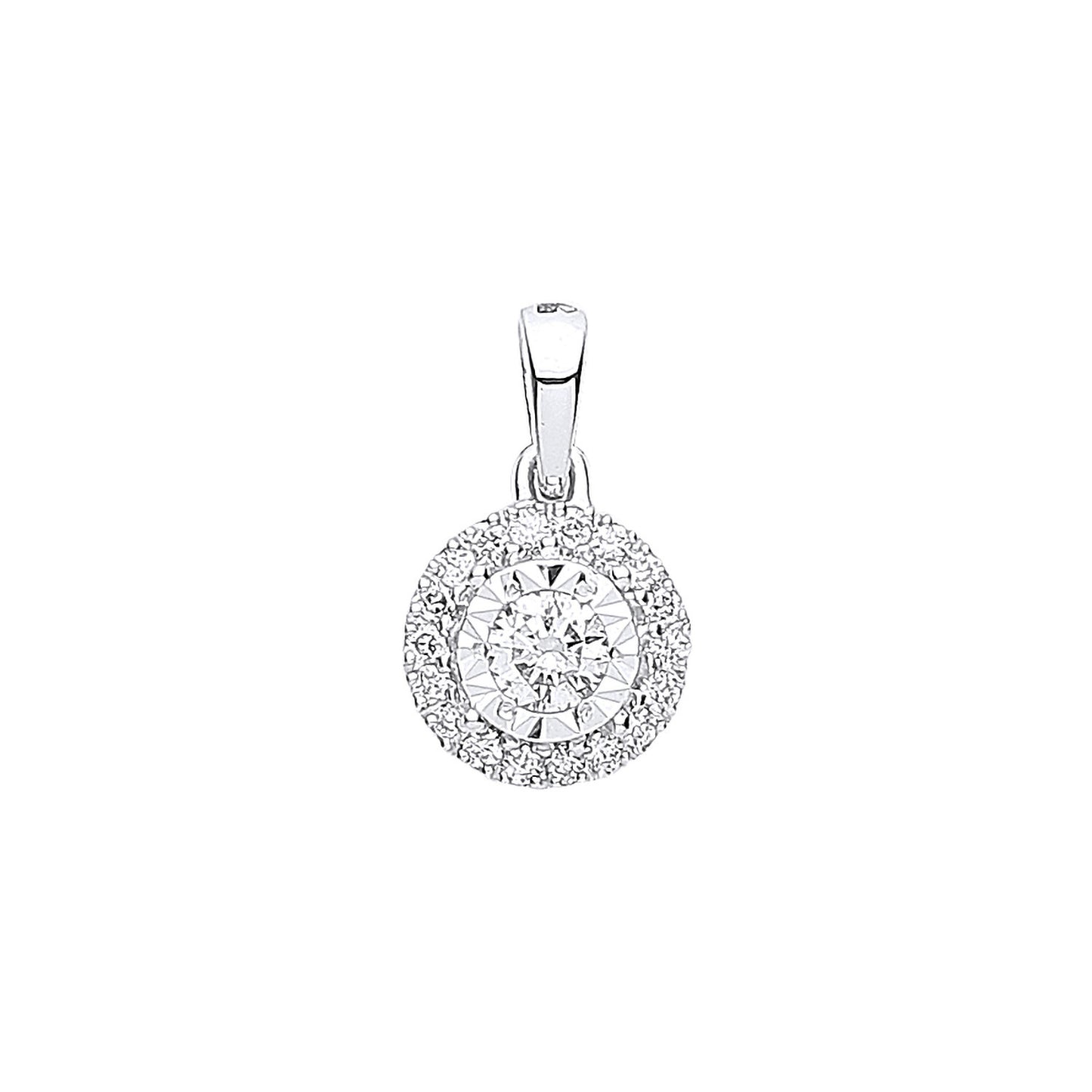 18ct White Gold Halo 0.20ctw Diamond Pendant - 18ct Gold