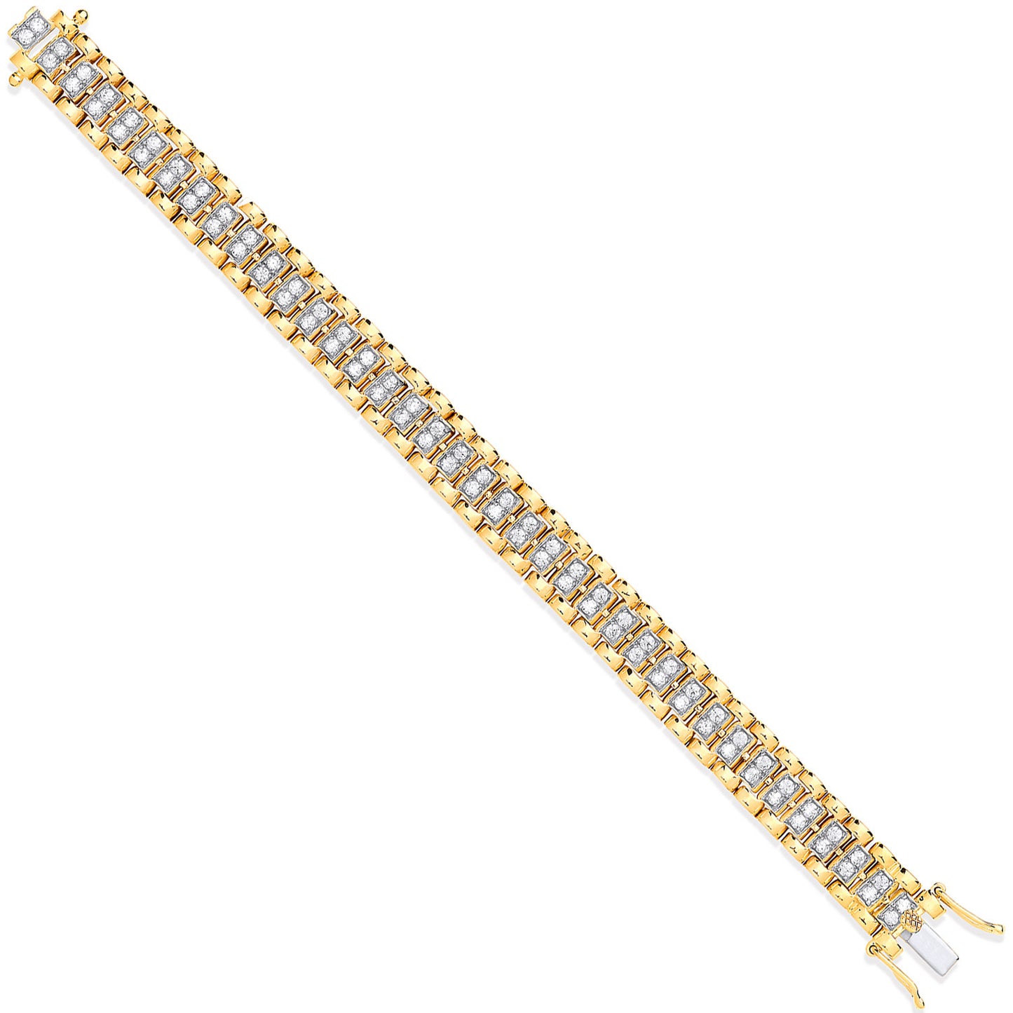 9ct Yellow Gold Fancy Link 0.21ctw Diamonds Child Bracelet - 9ct Gold
