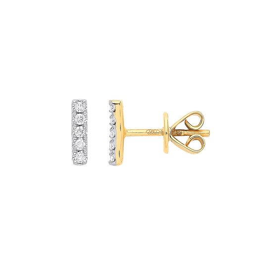 9ct Yellow Gold 0.07ct Diamond Earrings - 9ct Gold