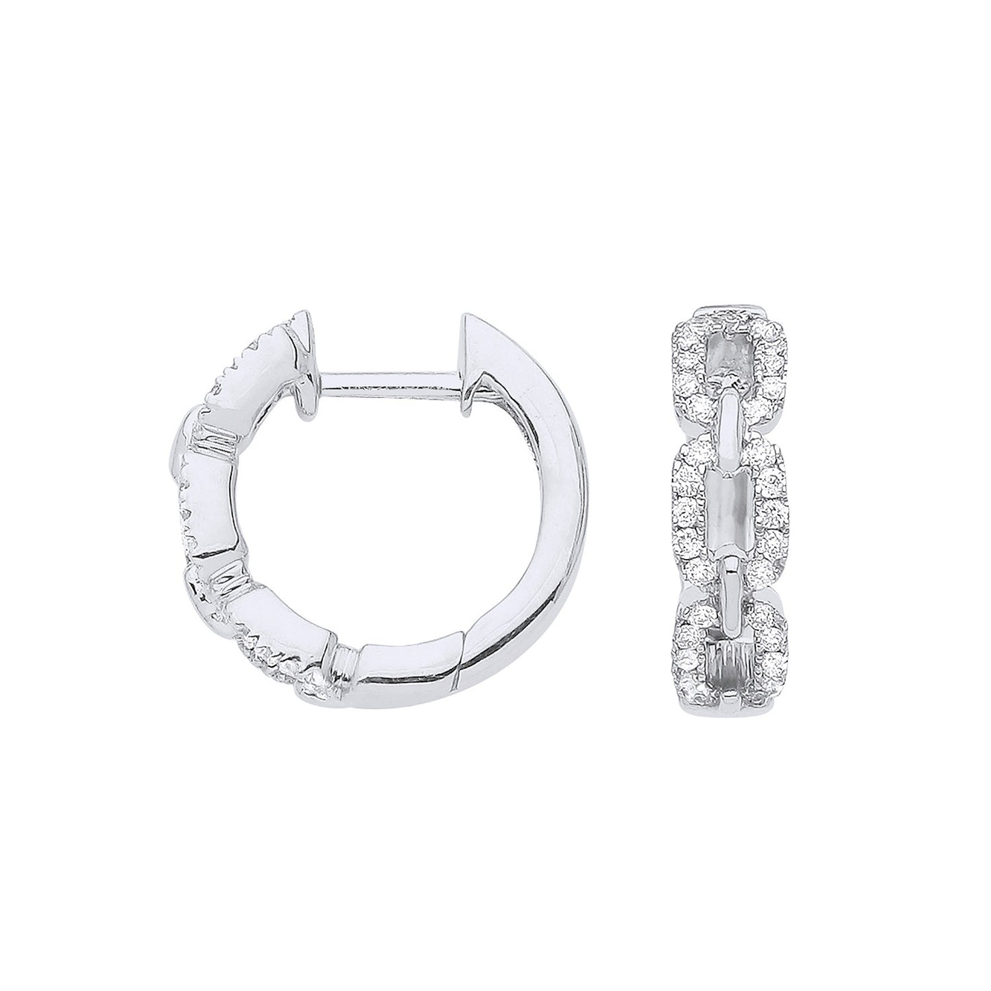 9ct White Gold 0.25ct Curb Huggies - 9ct Gold
