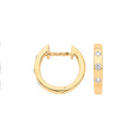 9ct Yellow Gold 0.08ct Rubover Huggies