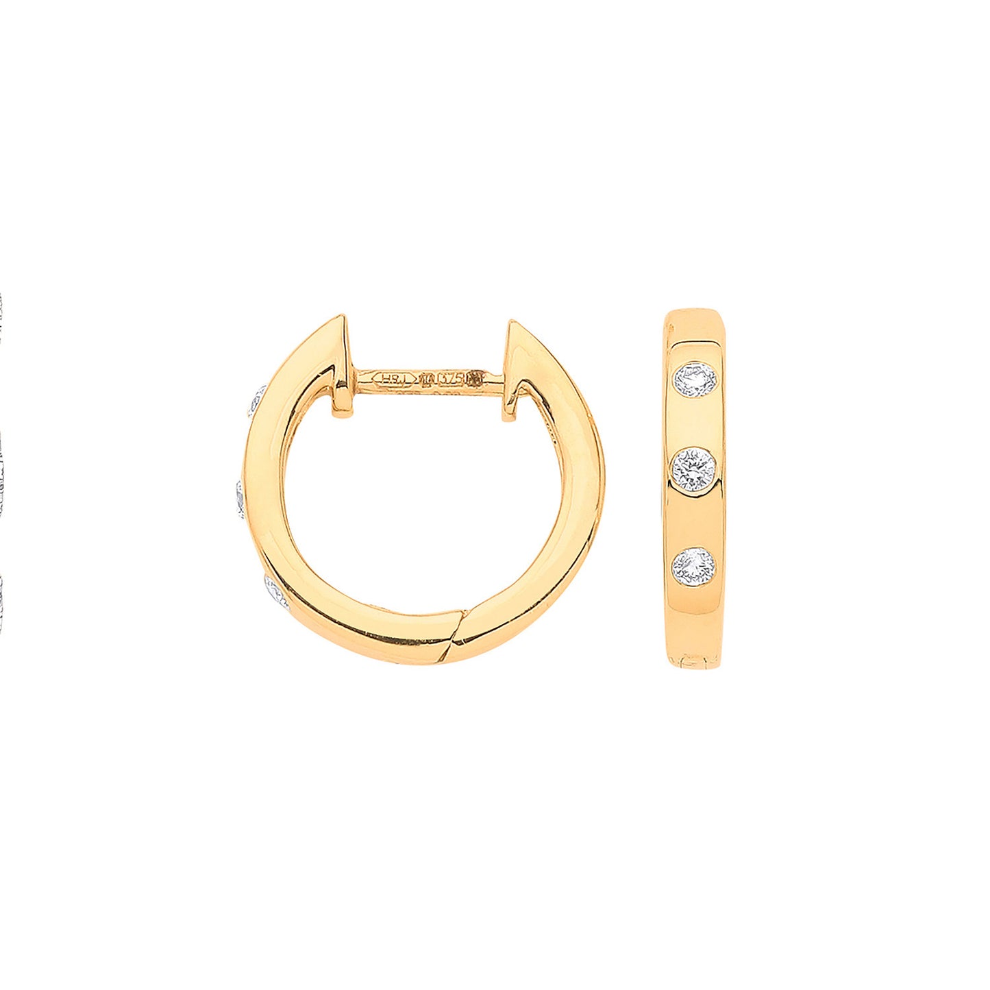 9ct Yellow Gold 0.08ct Rubover Huggies - 9ct Gold