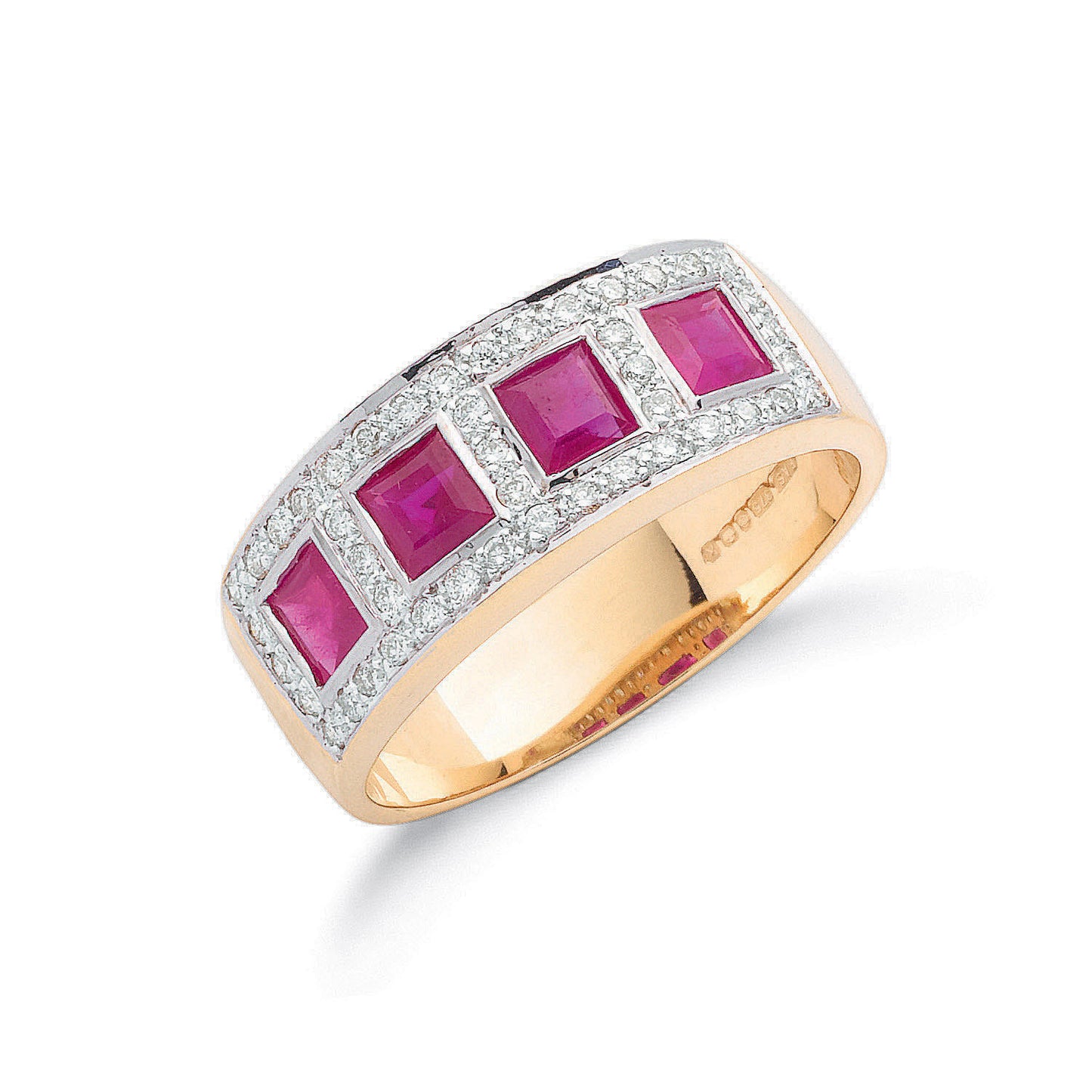 9ct Yellow Gold 0.22ctw Diamond & 0.65ctw Ruby Eternity Ring - 9ct Gold
