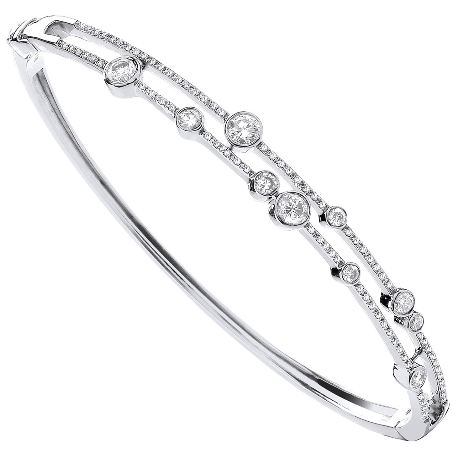 18ct White Gold 1.00ctw Dress Diamond Bangle - 18ct Gold