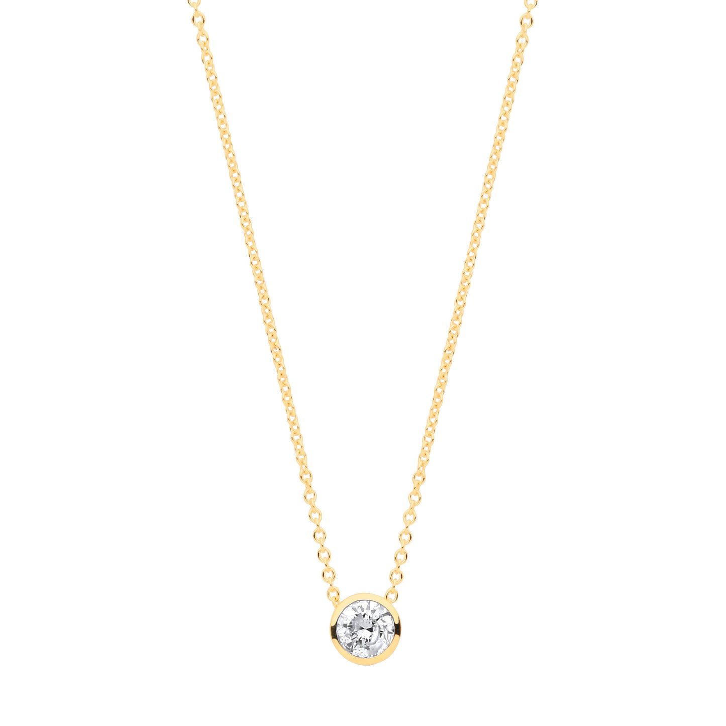 18ct Yellow gold 0.25ctw G-SI Rubover Diamond Pendant (18in/45cm) Chain - 18ct Gold