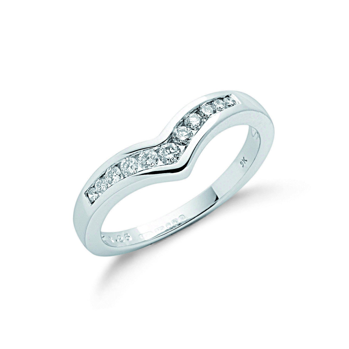 9ct White Gold 0.25ct Diamond Wishbone Ring - 9ct Gold