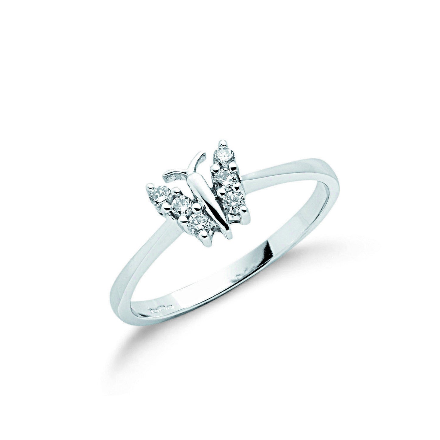 9ct White Gold 0.15ct Diamond Butterfly Ring - 9ct Gold