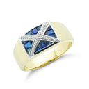 9ct Yellow Gold 0.10ct Diamond & 0.60ct Blue Sapphire Scotland Ring